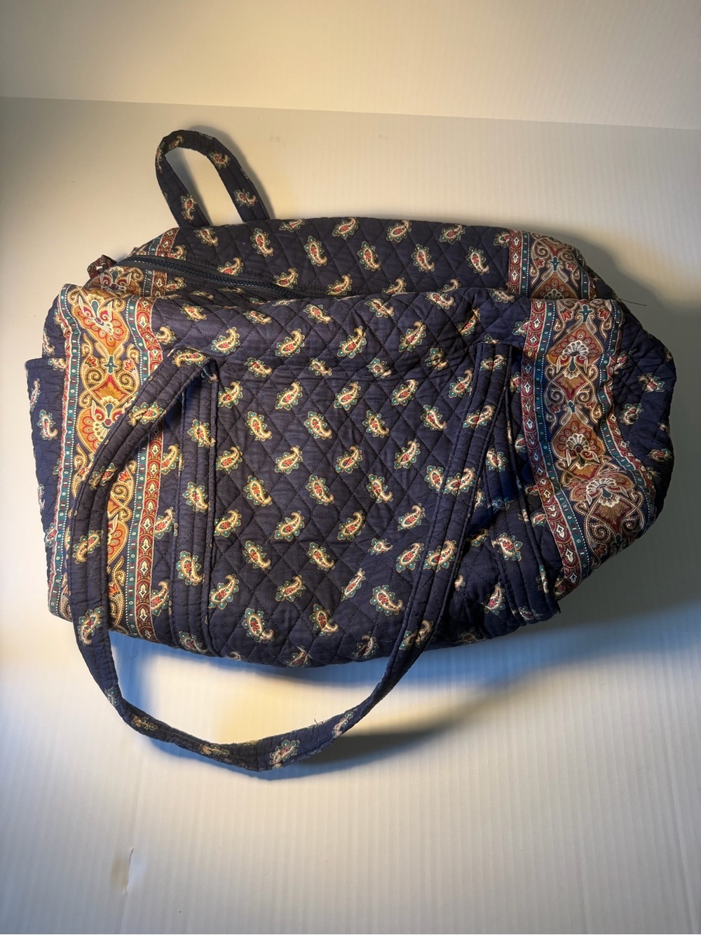 Vera Bradley Navy Quilted Paisley Tote with Rust and Cream Accents - Picture 1 of 9